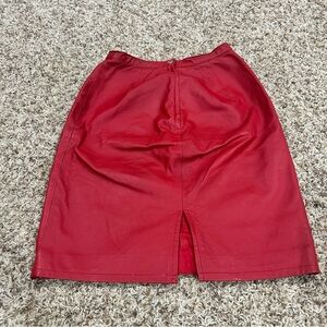 Vintage Red Leather Pencil Skirt Women’s Size 4
